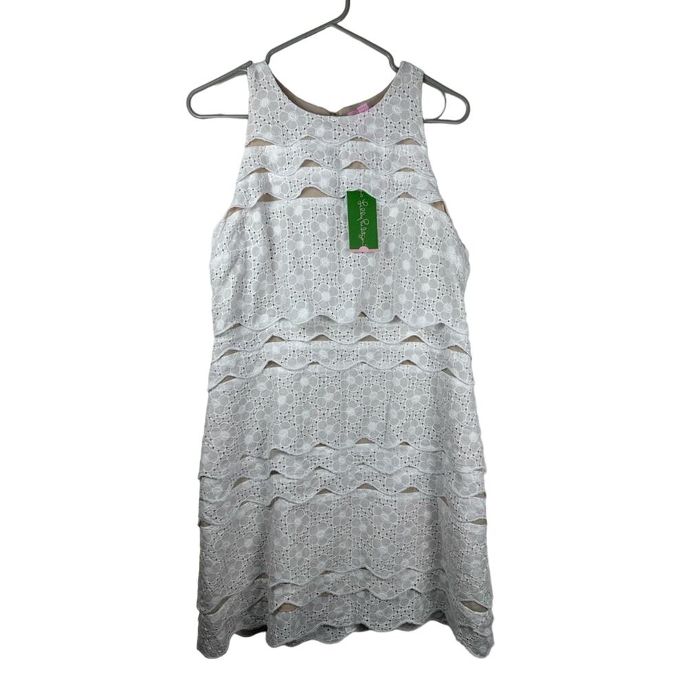 NWT Lilly Pulitzer White Brenton Dress Size 10 White Eyelet Beach Summer - Picture 2 of 8